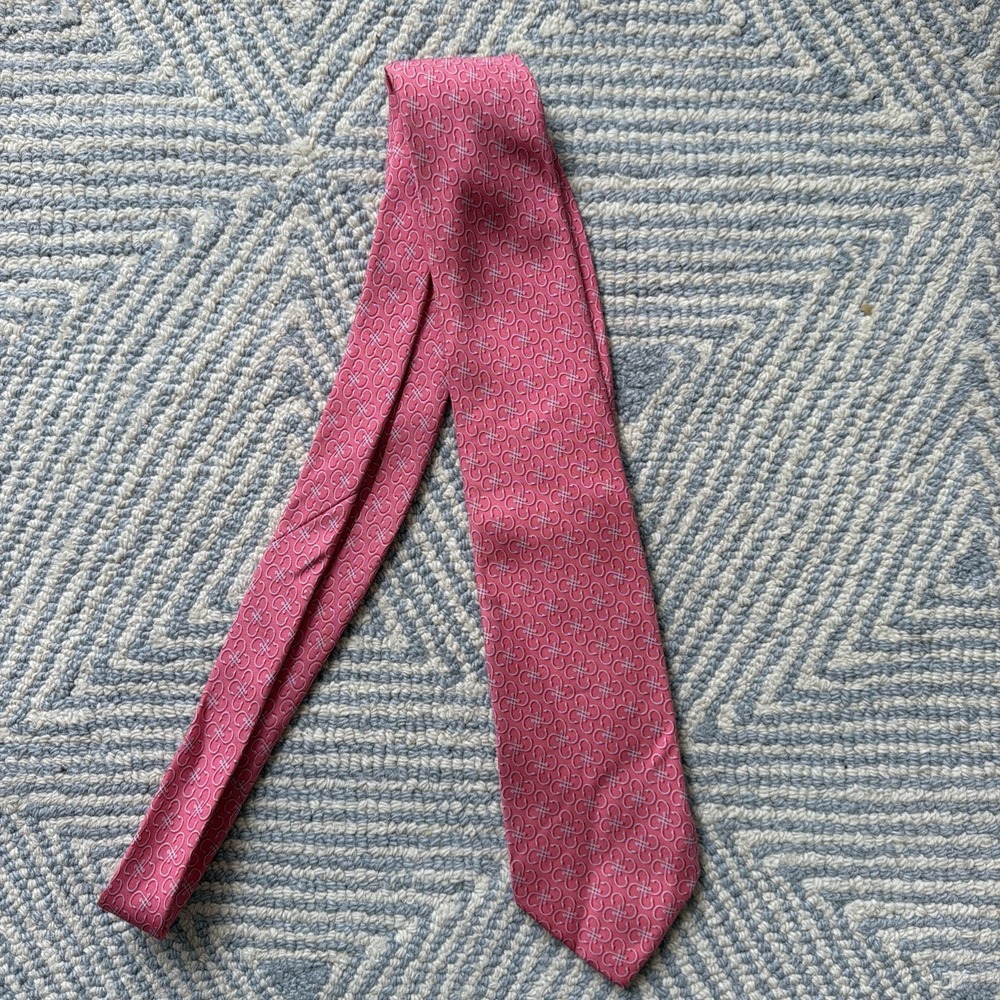 Vineyard Vines Martha's Vineyard Fish Hook Print Necktie - Pink/White